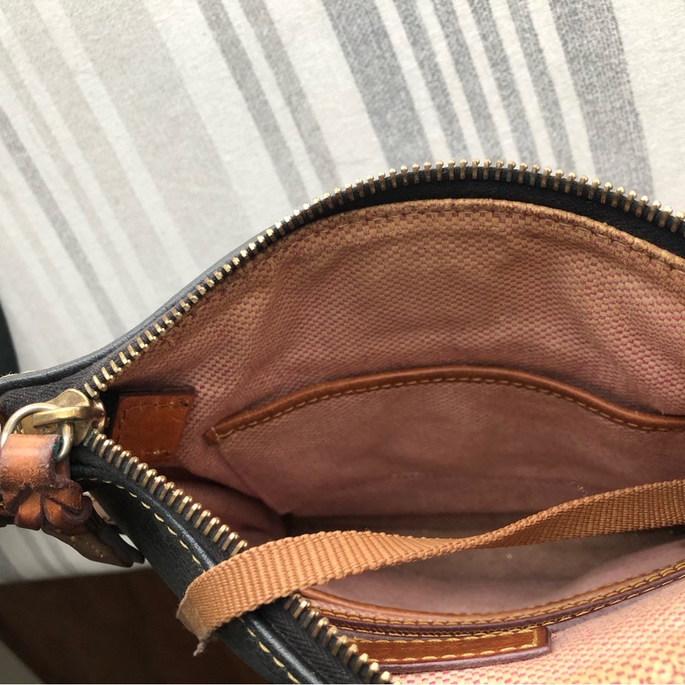 Dooney & Bourke Black and Brown Leather Briefcase with Gold Logo - Picture 2 of 4